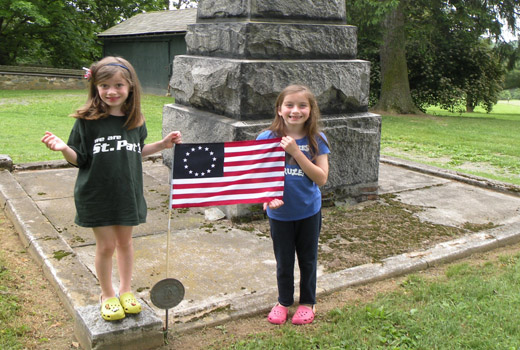 Kids help with flagging